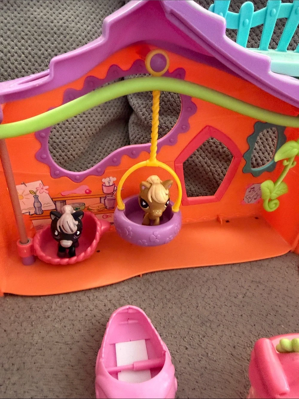 Littlest Pet Shop Bright Playset with Pink Slide, Purple Roof & Orange Walls